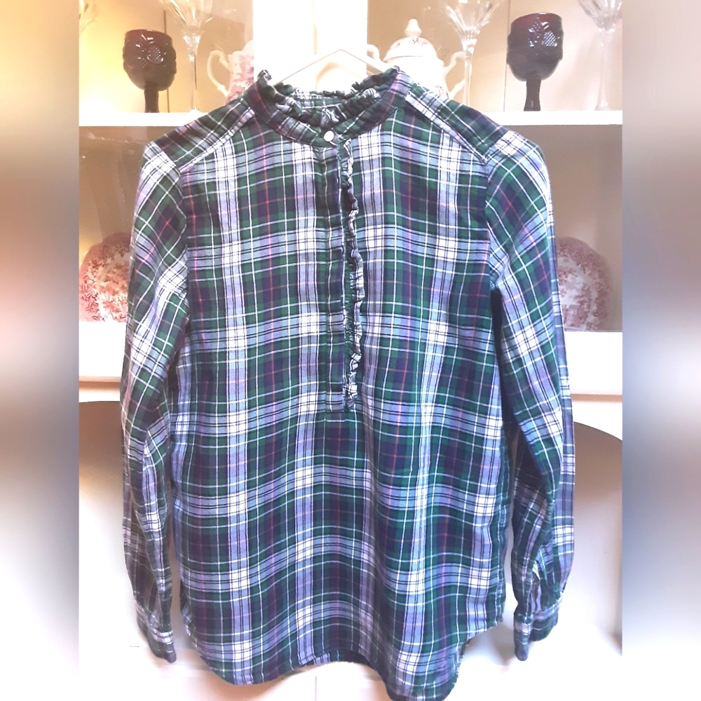 LOFT green plaid shirt